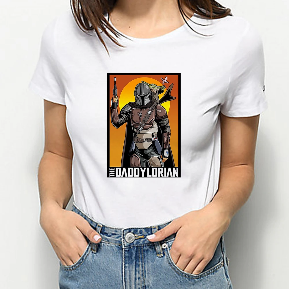 

Disney Mandalorian Graphic Tees Tops Baby Yoda Fashion Cartoon Style Printed Women's shirt Pretty Festival Gift Female T-shirt