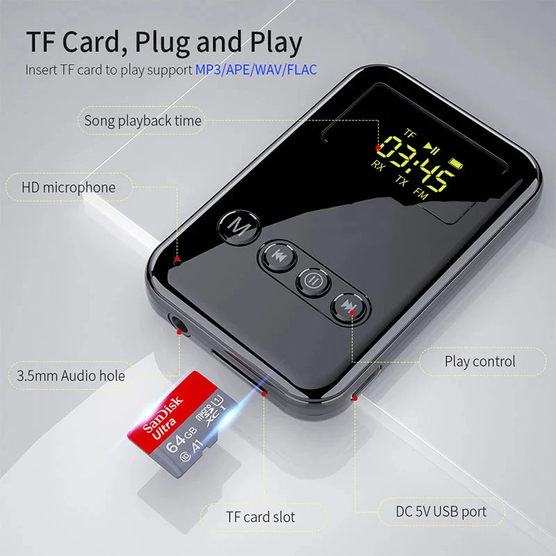 Bluetooth 5.0 Transmitter Receiver 3.5mm Jack Aux Audio Wireless Adapter For PC TV Headphone Car 5 0 | Электроника