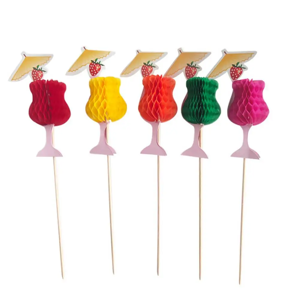 

50PCS Cup Bamboo Sticks Decorative Dessert Cake Fruit Stick Pineapple Cactus Leaves Cupcake Kitchen Fruit Fork Party Decoration