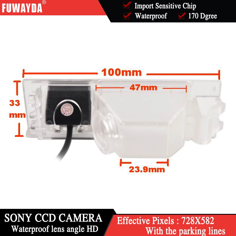 Камера заднего вида FUWAYDA HD CCD чип с углом обзора 170 градусов парковочная камера для
