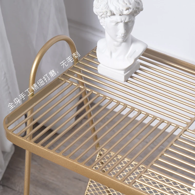 

Custom Iron Fan Nordic sofa side small table shelf side wrought iron corner several ins wind bedroom bedside table bedside table