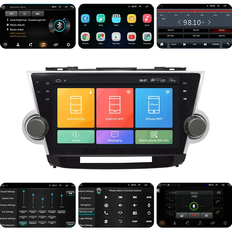 Автомагнитола 2 din для Toyota Highlander 9 1 2007 мультимедийный видеоплеер с WIFI/4G 2G + 32G Android 2013