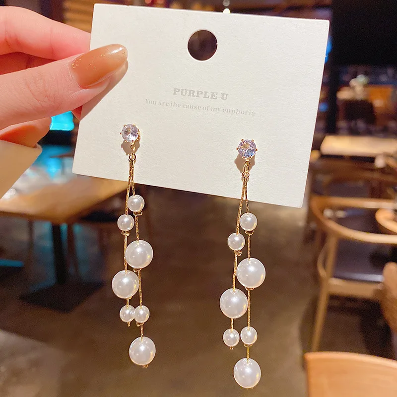 

Long pearl tassel 2020 new pendant leaf earrings wholesale fashion butterfly jewelry oorbellen voor vrouwen