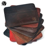 new thin genuine leather mini wallet slim bank credit card holder mens business small id case for man purse 6 slots cardholder