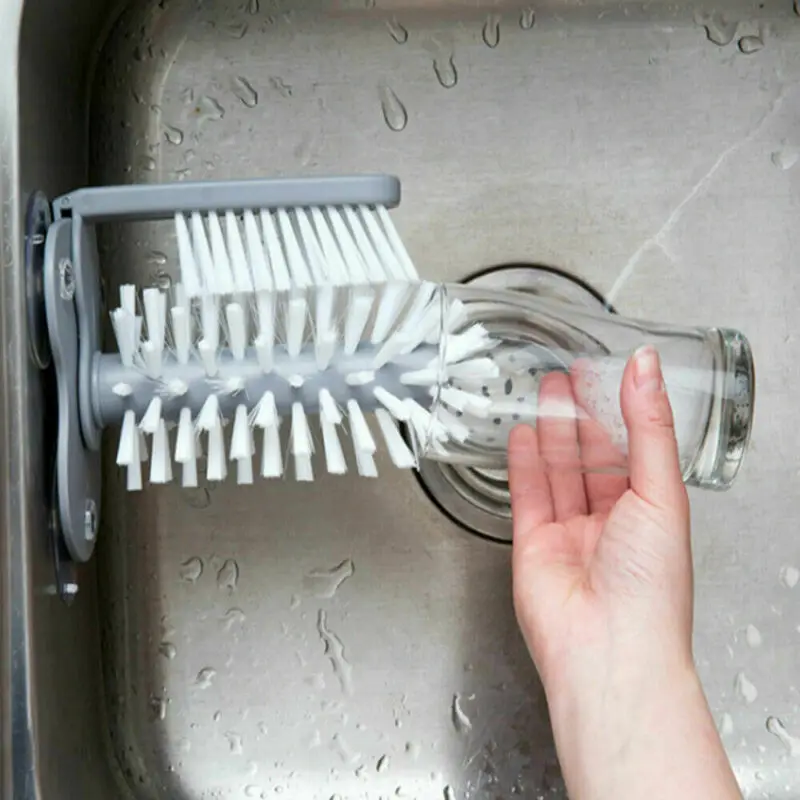 Cup Bottles Cleaning Brush Creative Suction Wall Lazy Glass Kitchen Rotating Cleanning Tools | Дом и сад