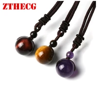 vintage tiger eye stone pendants necklaces for women high quality natural beads weave necklaces men fashion rope chain jewelry