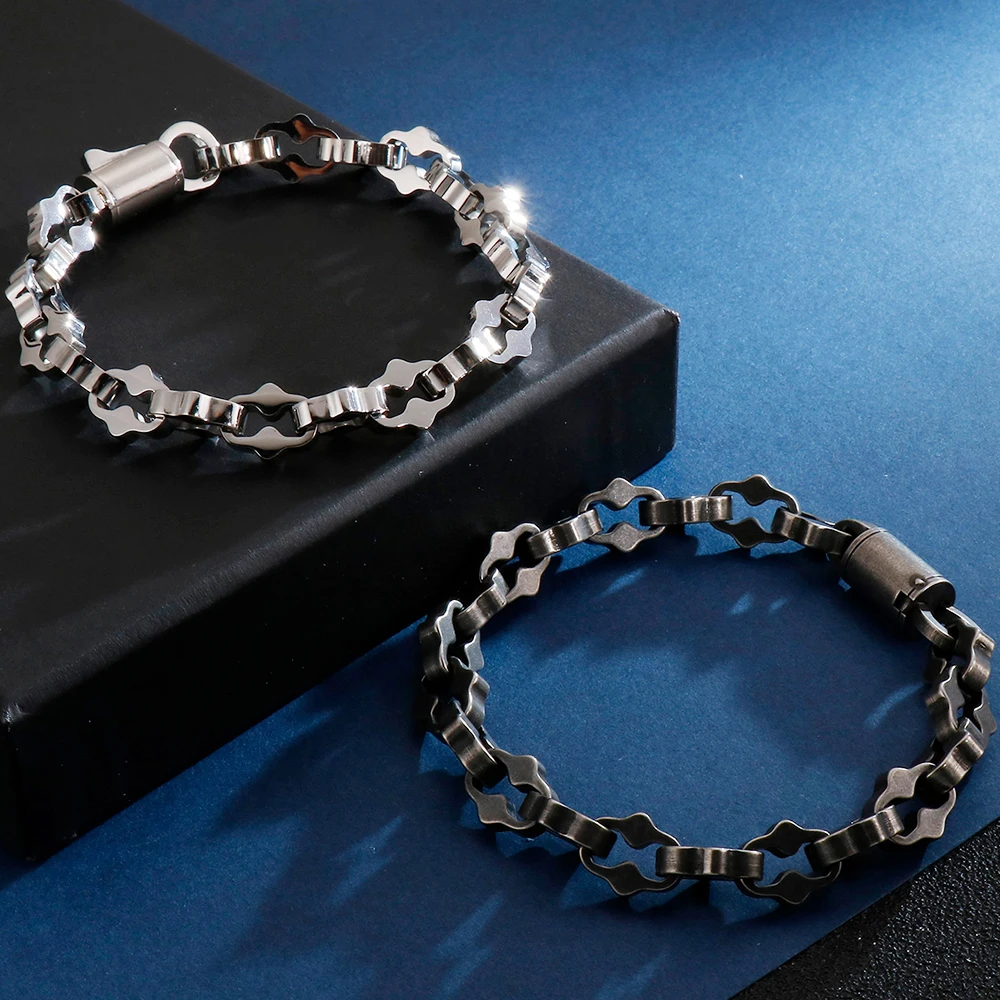 Браслеты из камней в стиле хип хоп мужские золотые черные 316L нержавеющая сталь