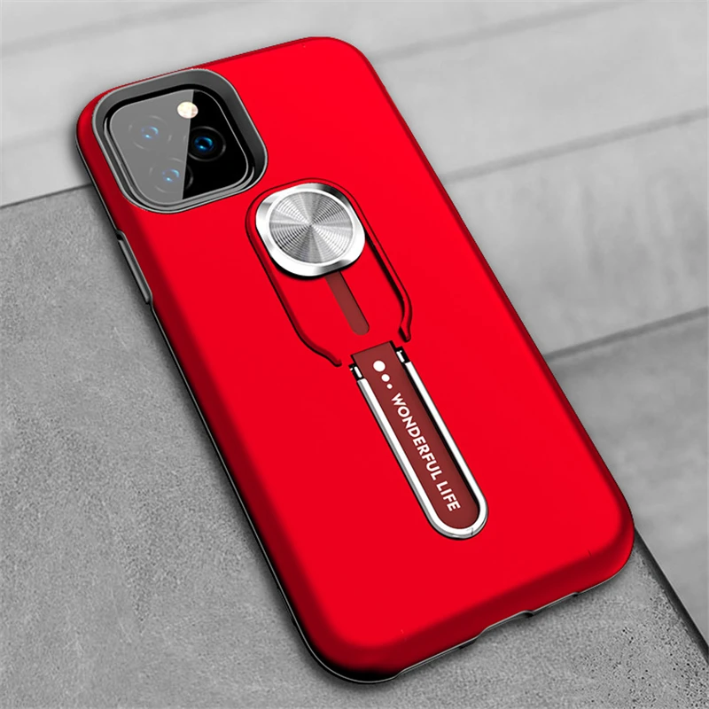 Чехол с магнитным кольцом для Iphone 11 Pro Max 7 8 6 6S Plus X XS MAX XR защита от падения Чехол для мобильного телефона Fundas - Цвет: Красный