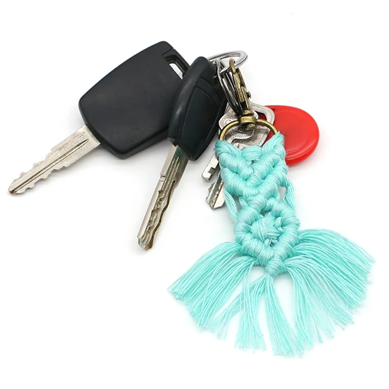 11 Pcs Mini Macrame Keychains Boho Woven Key Ring with Tassels for Car Bag Pendant Purse Charm Unique Gift | Украшения и