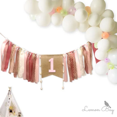 Обеденный стул тянуть флаг милый ребенок первый день рождения украшение Баннер