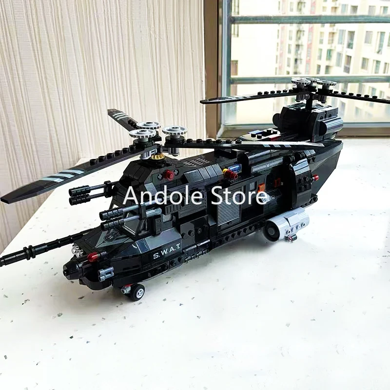 

Special Police Series Building Blocks High-tech Explosion-proof Armored Vehicle Assault Speedboat Helicopter Brick Model Kid Toy