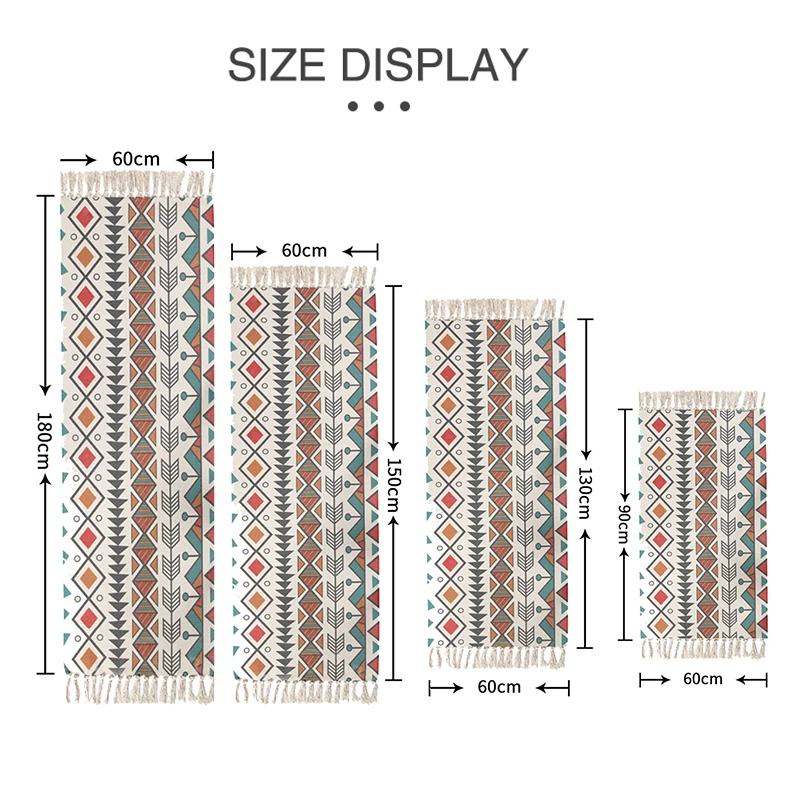 

Bohemian Style Cotton And Linen Mat Knitted Non-slip Bathroom Doormat Bedside Mat Multifunction Home Decor Tapestry with Tassels