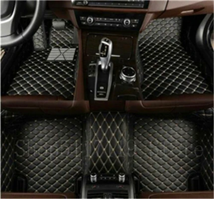 Black beige Автомобильные коврики для ног роскошные кожаные Коврики для TOYOTA BENZ Mazda CX-5 3 Ford hyundai land cruiser Volkswagen Skoda Nissan - Название цвета: Black beige