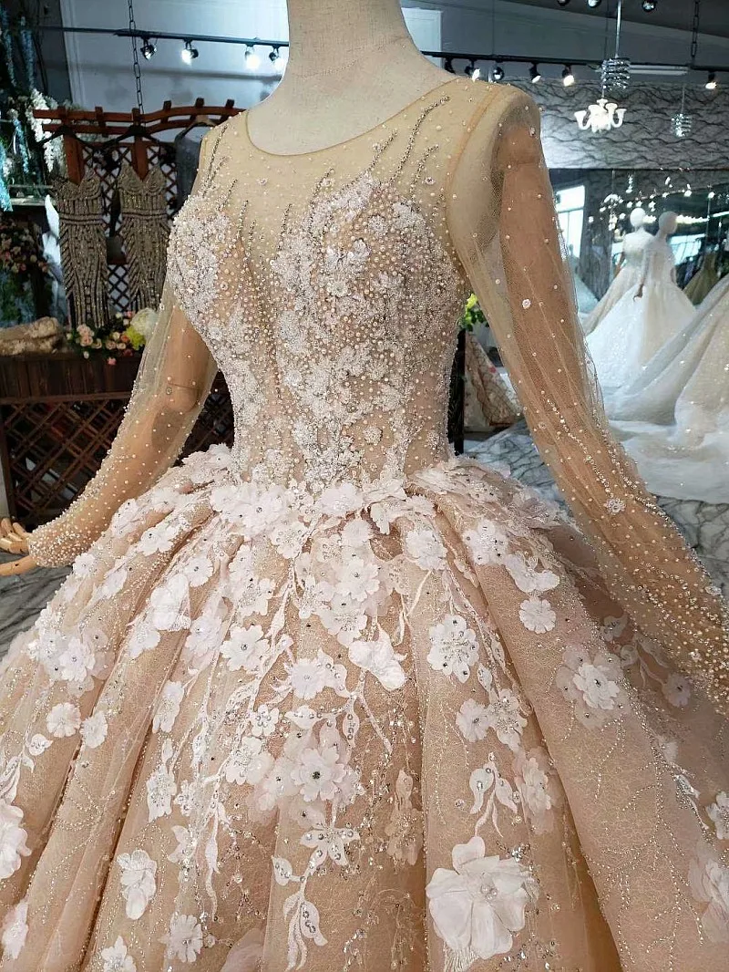 CloverBridal дорогой достойные Иллюзия слоновой кости с длинными рукавами Длина до
