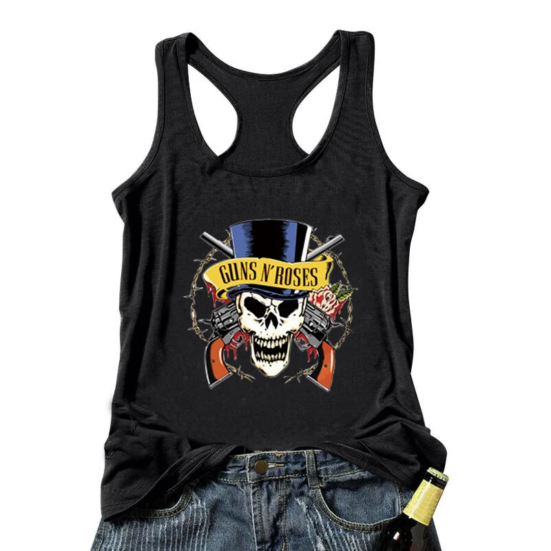 Хипстерские женские майки Guns N Roses с черепом и скелетом крутой металлический