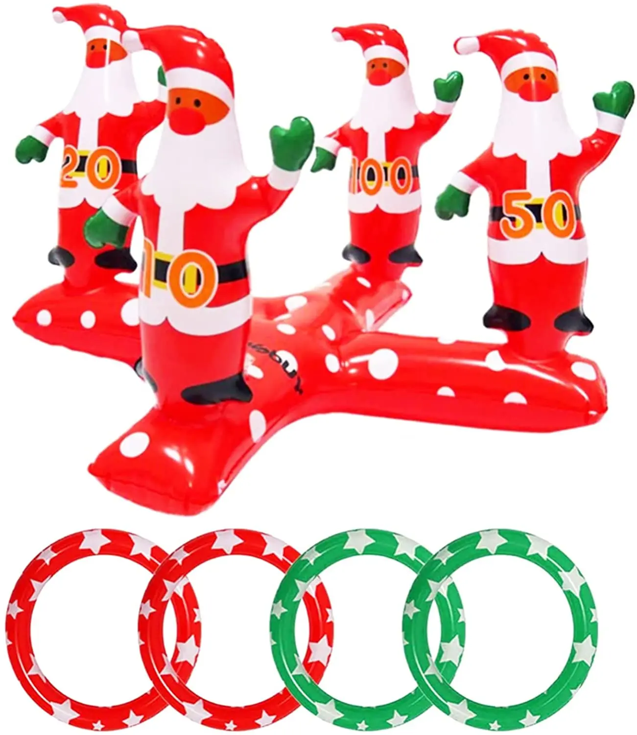

Children adult Christmas party ring tossing game, inflatable Christmas hat with 4 rings ring tossing game