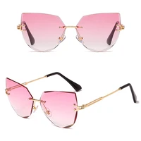 1 pcs rimless cat eye sunglasses women metal sun glasses fashion lady shades uv400 eyewear the best choice for travel