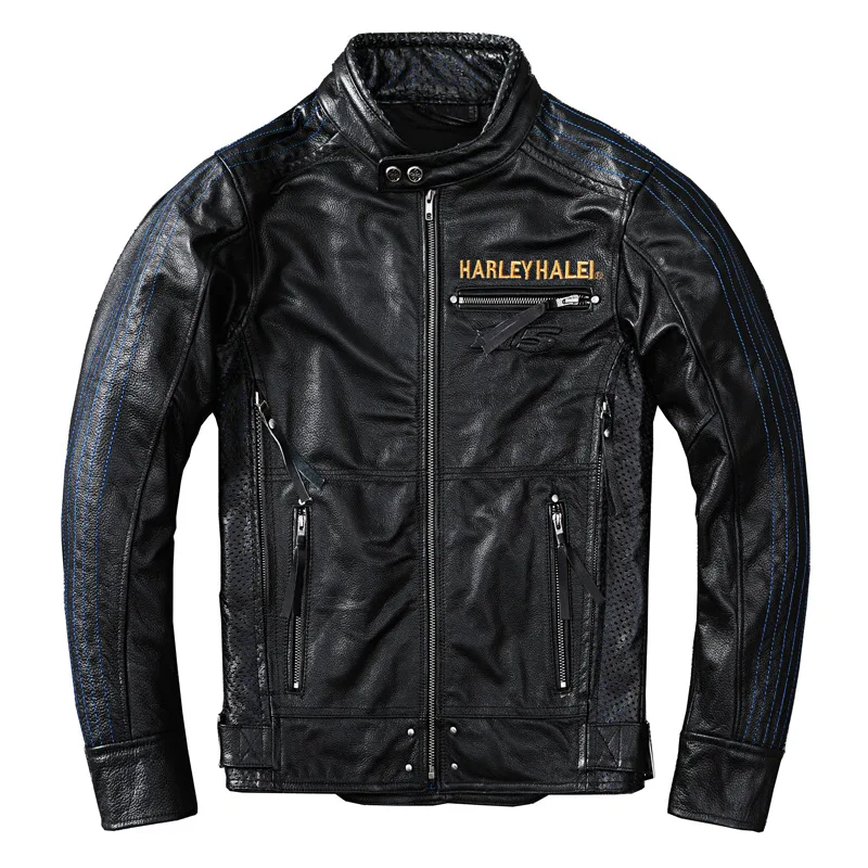 

Genuine Leather Men's Top Layer Cowhide Motorcycle Leather Jacket Riding Jacket Spring Autumn Coat