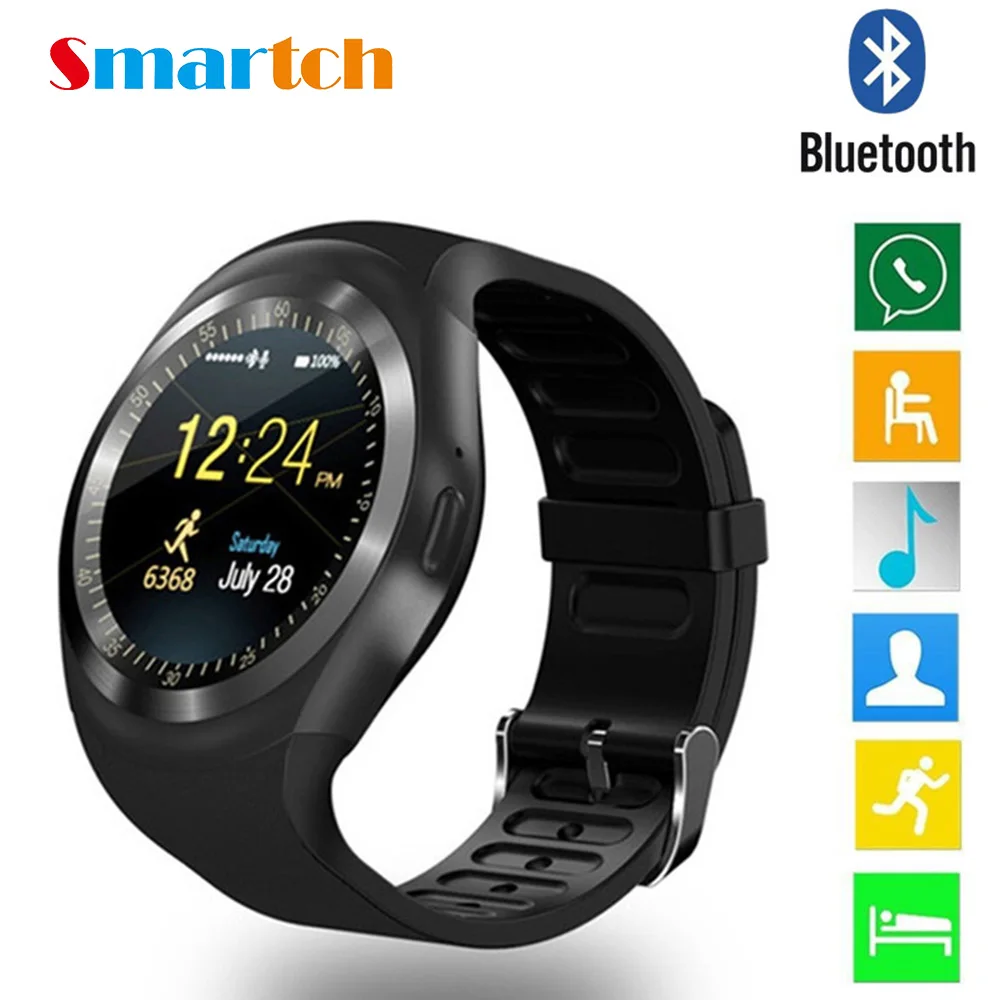 

Smart Watch Y1 Touch Screen Fitness Tracker Smartwatch Men Women Wearable Watch Support SIM TF Bluetooth i7 or i7s Tws Earphone