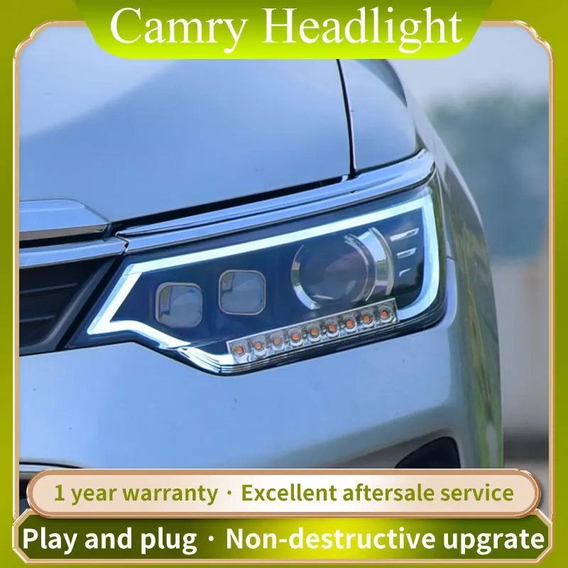 

Новый Дизайн 2015-2017 года для TOYOTA светодиодная фара дальнего света Camry crystal, передняя лампа в сборе, динамический поворотный сигнал