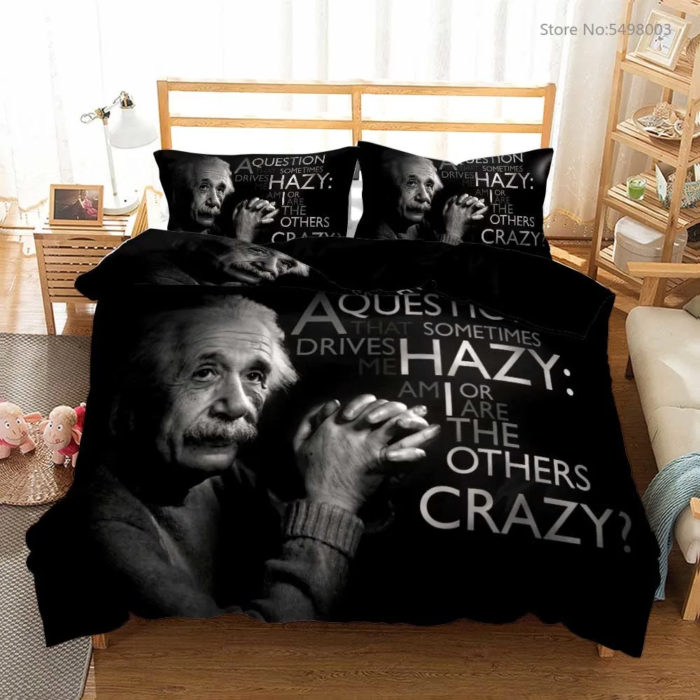 

Комплект постельного белья Crazy Einstein, ученый теоретический физик, пододеяльник для подростков, Детский Комплект постельного белья 150, размер King Size, черный Пододеяльник 3D