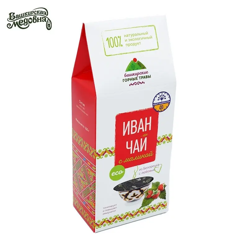 Иван-Чай с Малиной 100 грамм Башкирские горные травы Капорский Чай Натуральный