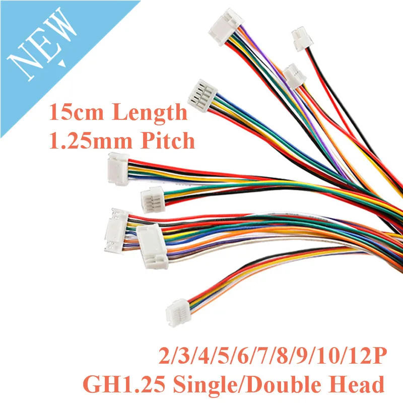 5 шт. GH1.25 Одиночная двойная головка 1 25 мм Шаг 2P 3P 4P 5P 6P 7P 8P 9P 10P 12P 15 см 150 JST GH клемма