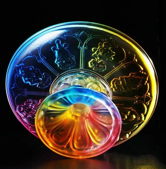 Тибетская цветная глазурная резьба Восемь подносов Manza Manda | Дом и сад