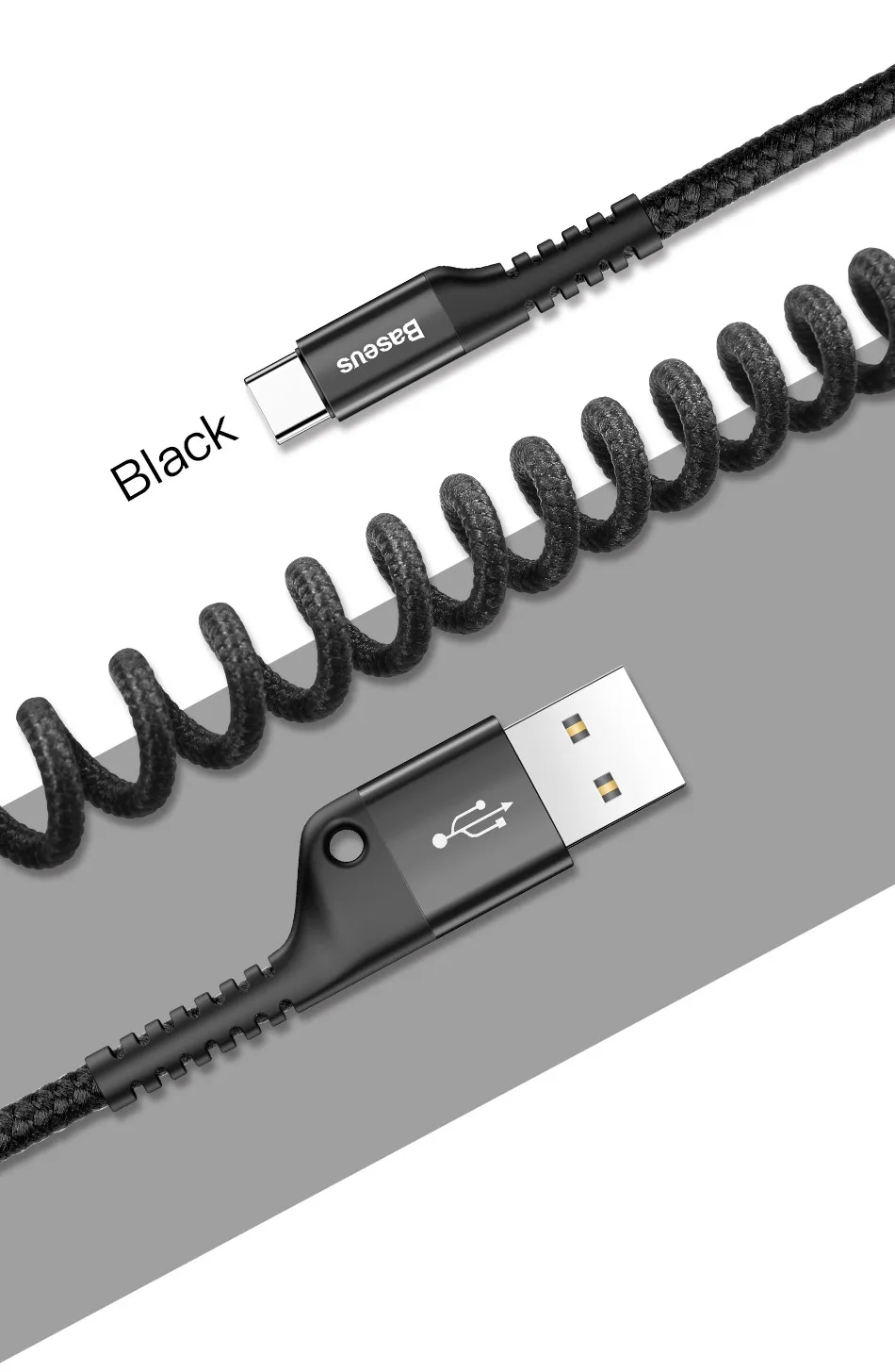 Baseus весна выдвижной usb type c кабель быстрой зарядки данных для samsung s9 s8 huawei oneplus 6 xiaomi 9 note 7 зарядное устройство Android