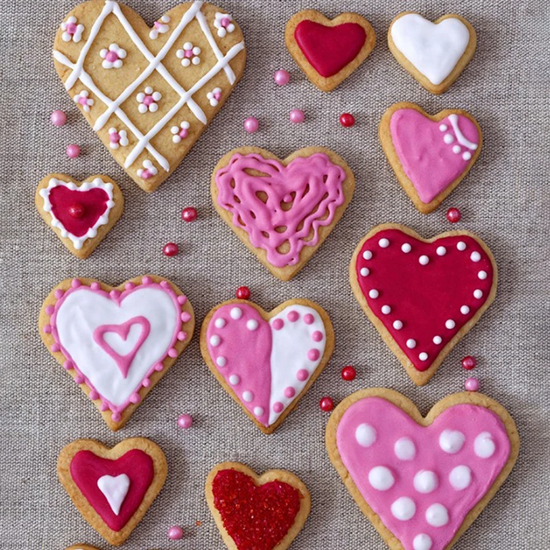 

6Pcs New Heart Shape Mold For Cookies Stainless Steel Biscuit Heart Mould