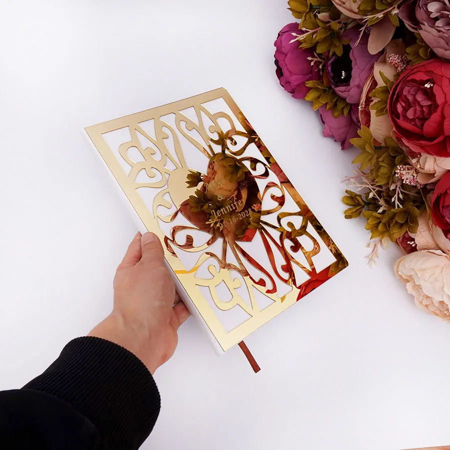 

Personalized Wedding Signature Guestbook Album White Blank Pages Custom Check-in Book Party Decor Favors Guest Gift 26.5x19cm