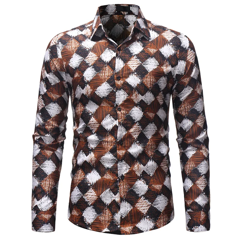Новинка Осень-зима 2018 повседневная мужская приталенная рубашка с длинным