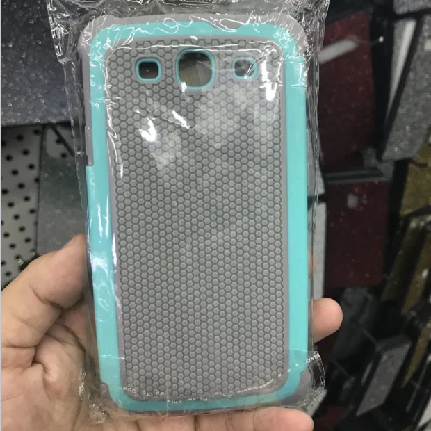 grey sky blue S3 Neo мяч зерна Пластиковый ударопрочный чехол силиконовый чехол для samsung Galaxy S3 Duos i9300i i9301 гибридный жесткий чехол - Цвет: grey sky blue