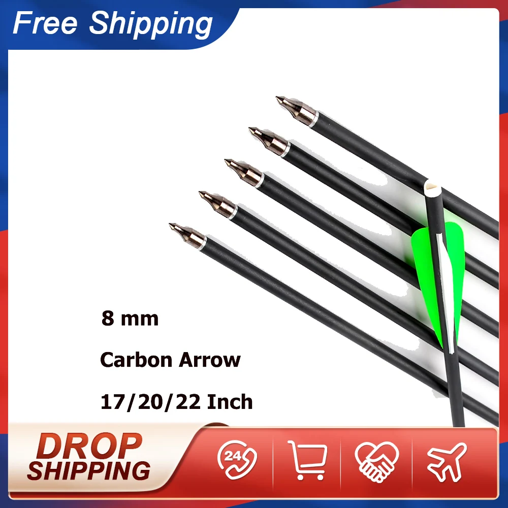 17/20/22 Inch 8 mm Archery Hunting Crossbow Bolt Carbon Arrow With 4