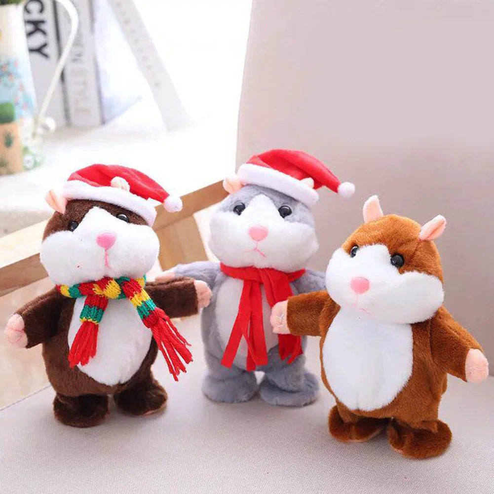 

Cartoon Smart Santa Talking Little Hamster Mouse Electric Cute Animal Speak Doll Recorder Childrens Pet Plush Educational Toys