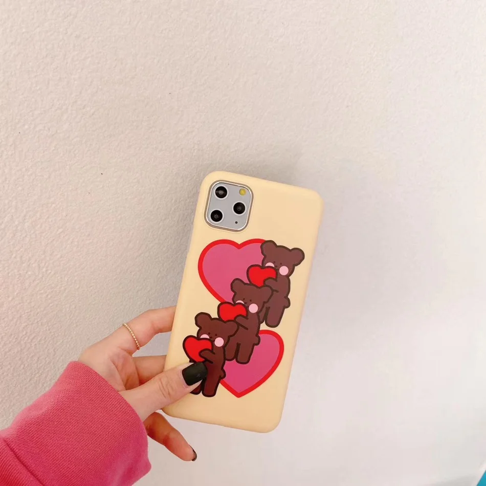 Мягкий ТПУ чехол для телефона iPhone 11 Pro Max силиконовый с милым любовным медведем