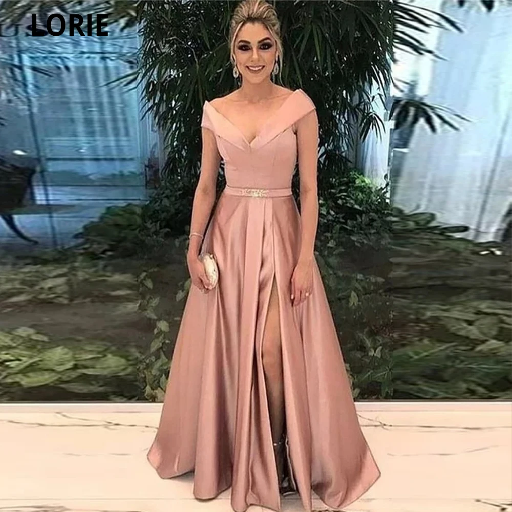 

Платье LORIE женское вечернее с открытыми плечами, длинное формальное вечернее, без рукавов, с V-образным вырезом и разрезом, размера плюс, 2021