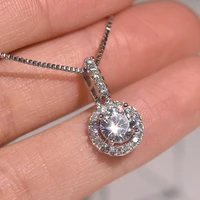 silver sterling s925 necklace vvs1 diamond 2 carat pendant for women wedding white topaz pure natural gemstone pendants