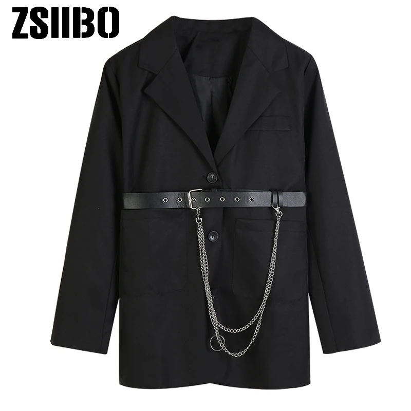 Женский Однобортный блейзер с поясом готический маленький офисный пиджак