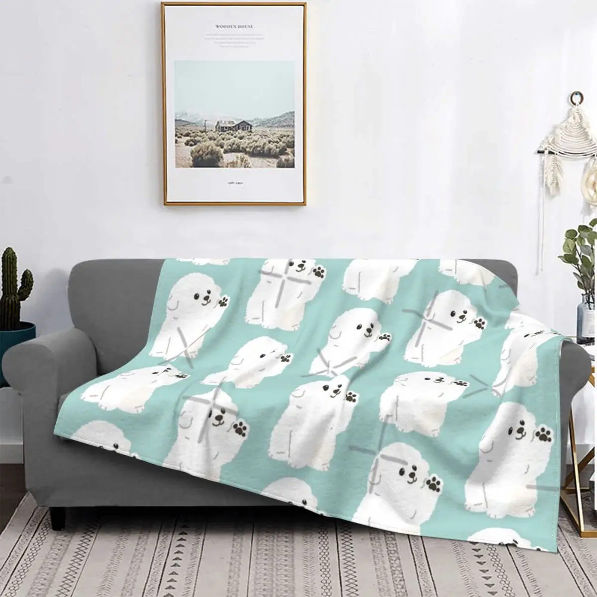 

Bischon Frise Waving-Manta, colcha para cama a cuadros, Picnic, manta térmica a cuadros, colchas de verano