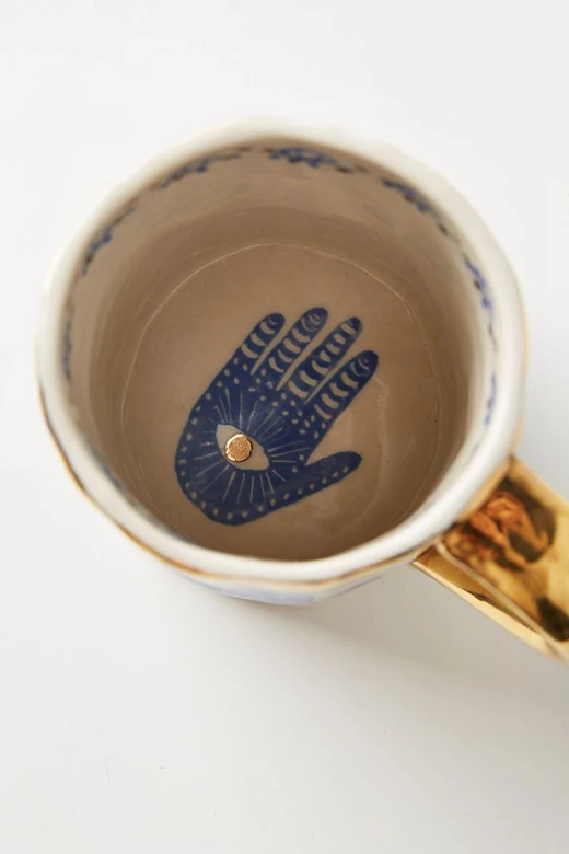 

Ceramic Hand Eye Mugs and Plates Gold Rim Decorative Kitchen Home Tableware Personalized Coffee Tea Cups Handmade Creative Gifts