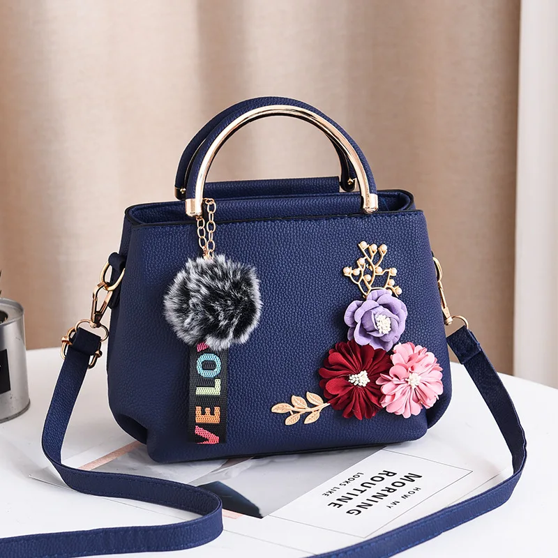 

Women Sweet Flower Bags Women's Bag Three-dimensional Flower Handbag Womens One Shoulder Messenger Bag Pearl Women's Handbag