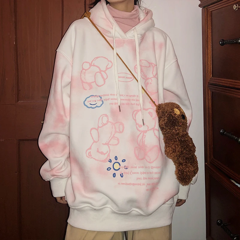 Vintage Tie Dye Aesthetic Oversized Woman Hoodie Kawaii Fashion Korean Harajuku Sweetshirt Clothes For Women Plus Size Pullover