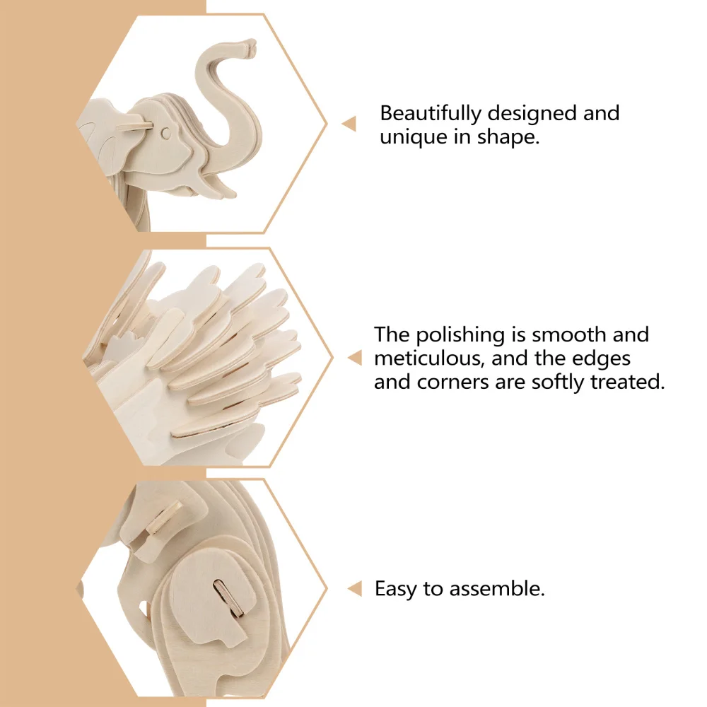 

4pcs DIY Animal Puzzle Wooden Model DIY Wooden Puzzle Plaything for Kid