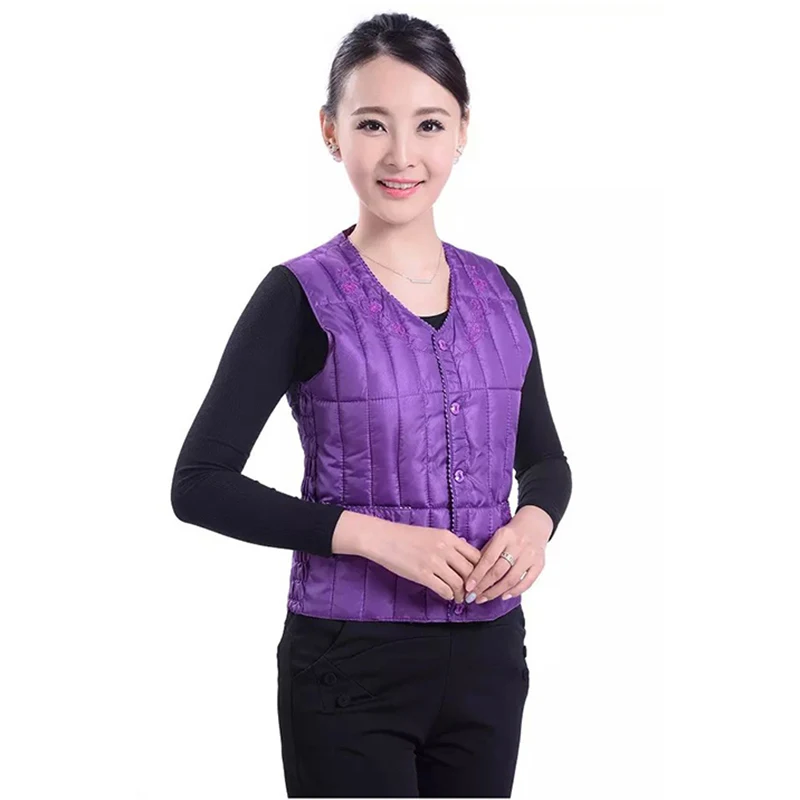 Женский хлопковый жилет среднего возраста осенне зимний Свободный теплый