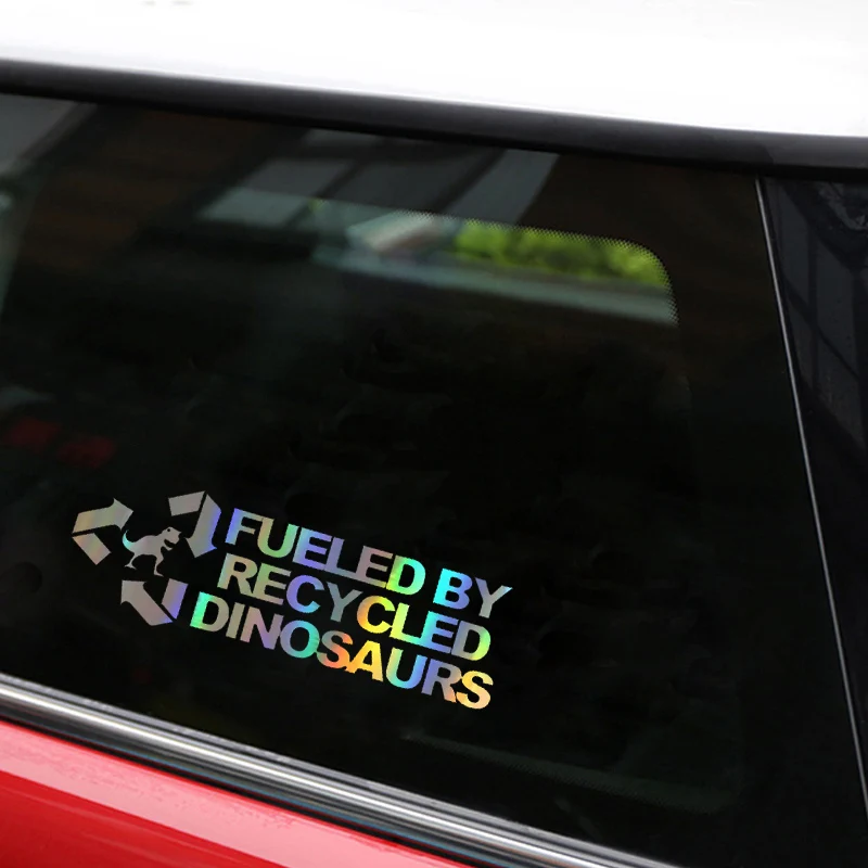 

RuleMyLife 14CM*4.5CM Car Sticker 3D Fashion FUELED BY RECYCLED DINOSAURS Funny Vinyl Stickers Decals JDM Car Styling