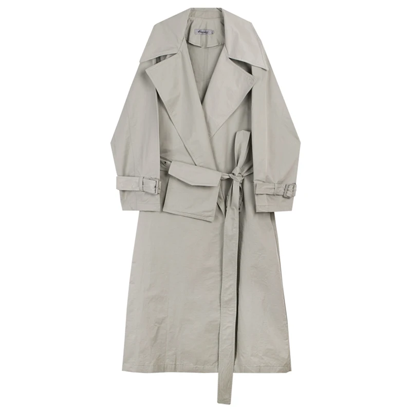 Мужской винтажный Тренч Свободный Повседневный длинный с карманами и поясом