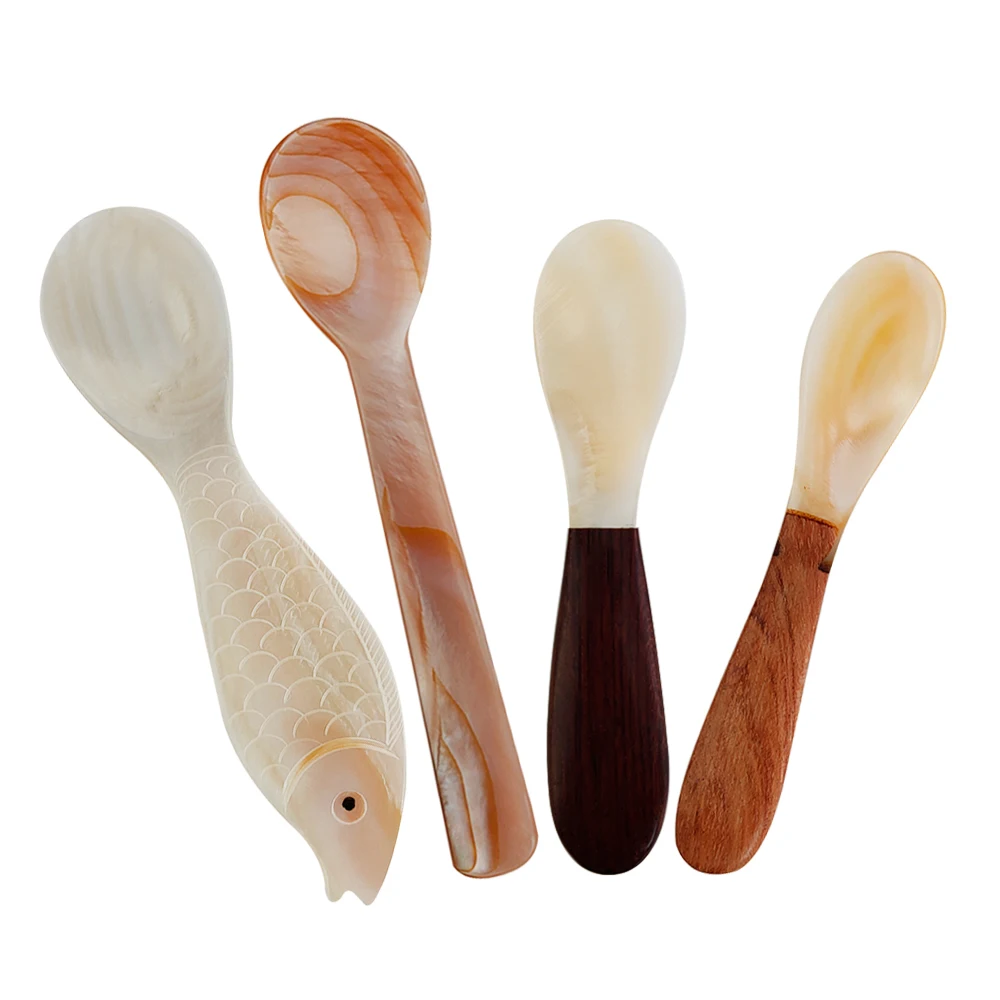 Natural Shell Spoon Deep Sea Tableware Home Seasoning Box Brown Tablespoon | Дом и сад