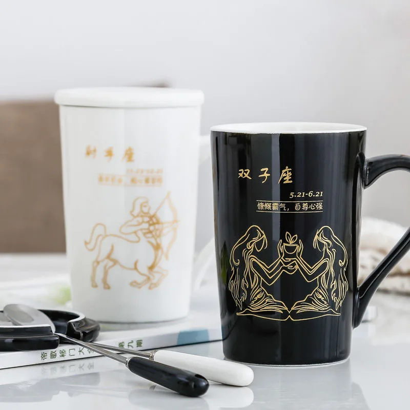 Креативная индивидуальная керамическая кружка с крышкой ложка трендовая парная