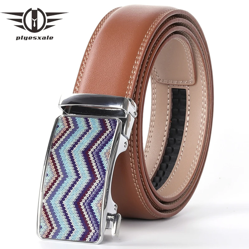 Plyesxale Designer Belts Men High Quality ceinture homme Leather Belt Men 2021 Automatic Buckle Belt Brown cinto masculino B53